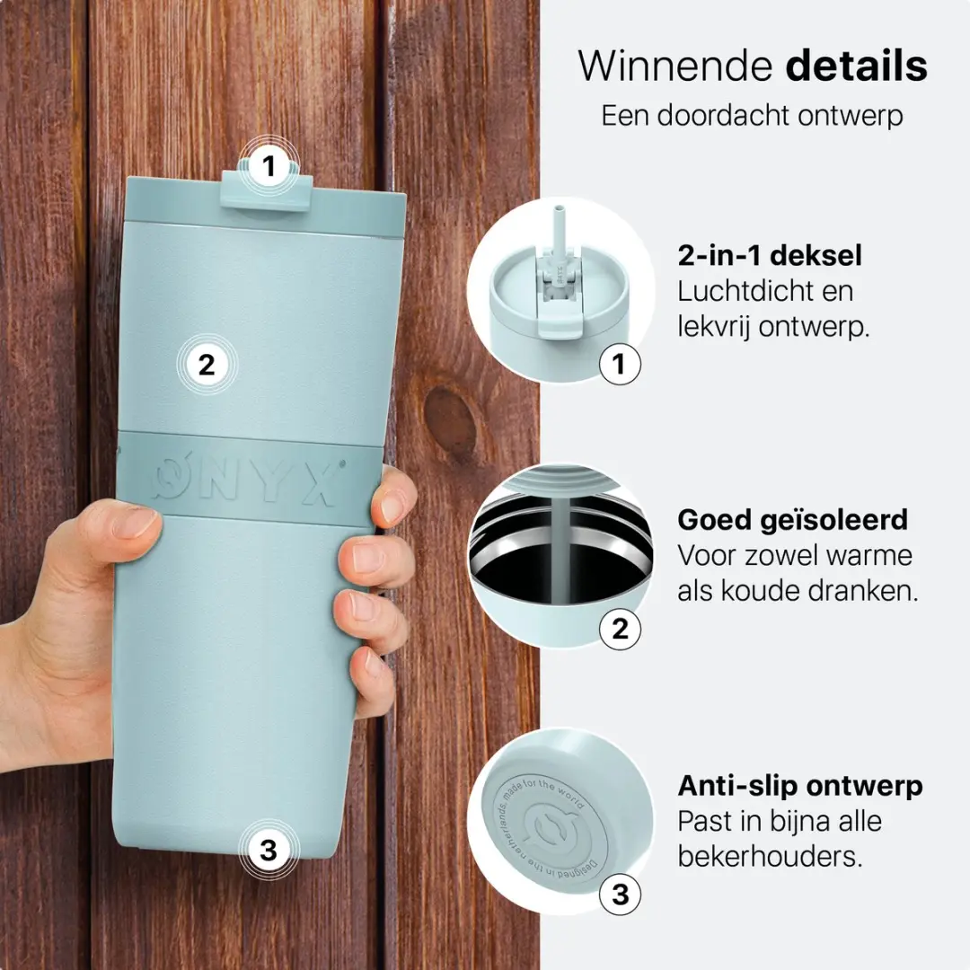 ONYX Drinkfles met Rietje 700ml - Pastel Blue