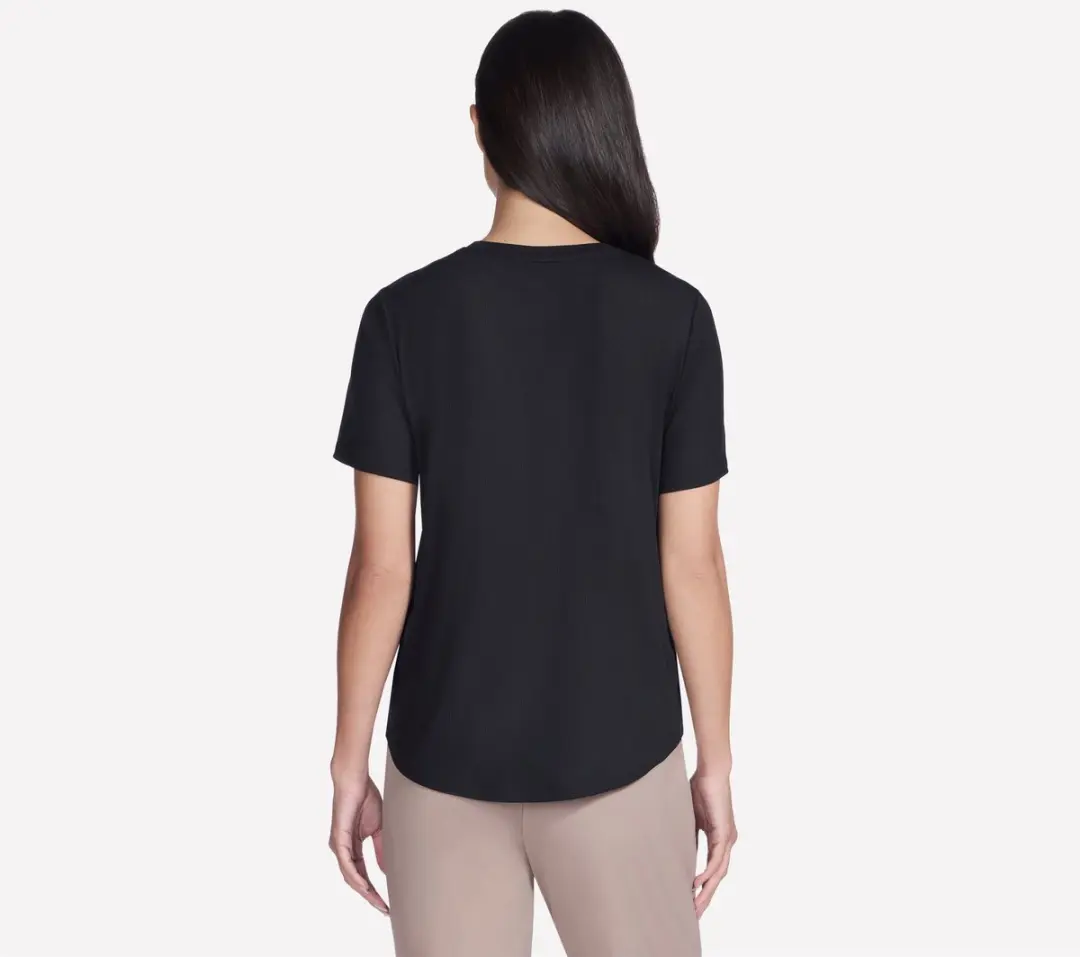 Skechers GoWalk Luxe RIB TEE Dames T-shirt - M - Zwart