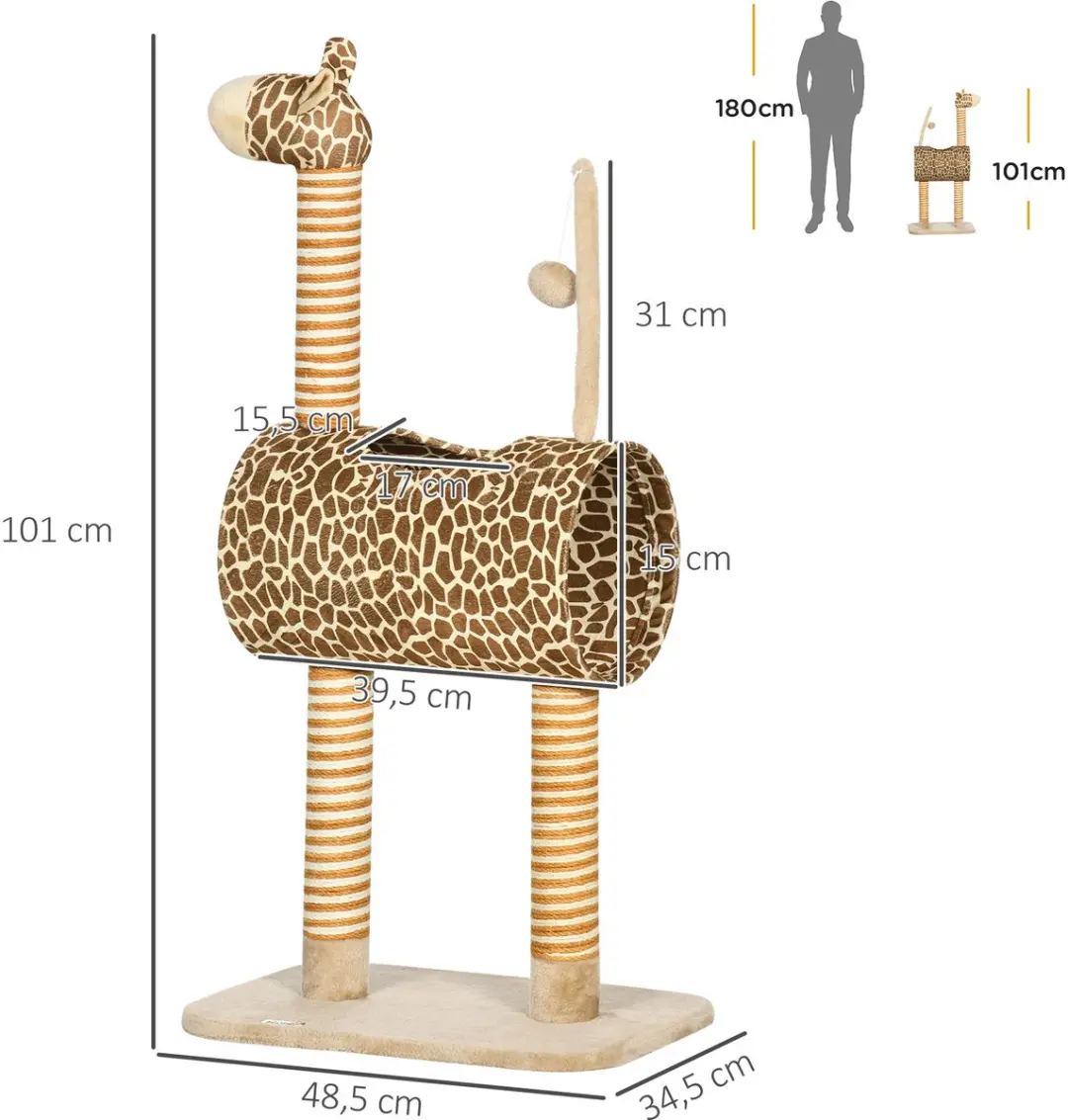 Pawhut Kattenboom - 48,5x34,5x101cm - Beige