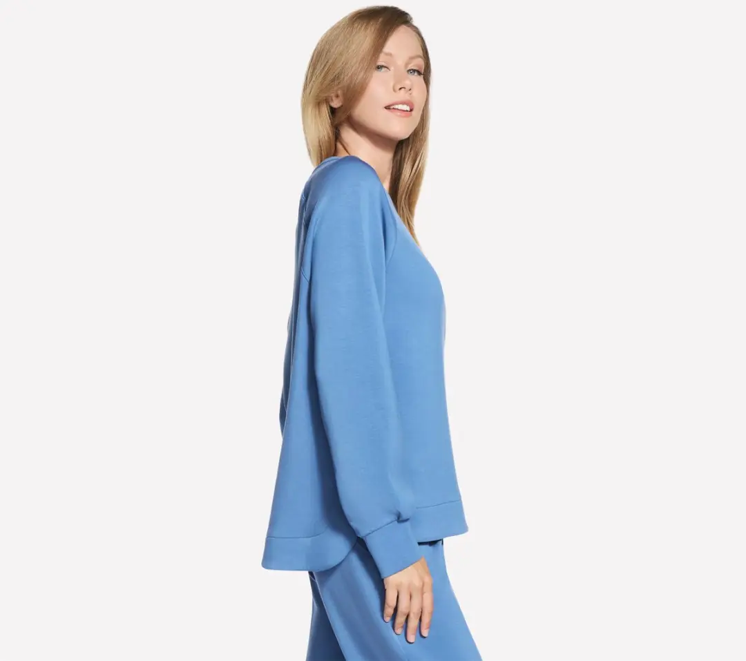 Skechers SKECHLUXE ELEVATE Crewneck Dames Trui - M - Blauw