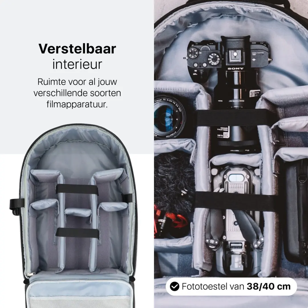 ONYX Cameratas Spiegelreflexrugzak XL - 16 inch Laptop - 5 Lenzen - Zwart - afbeelding 4 van 6
