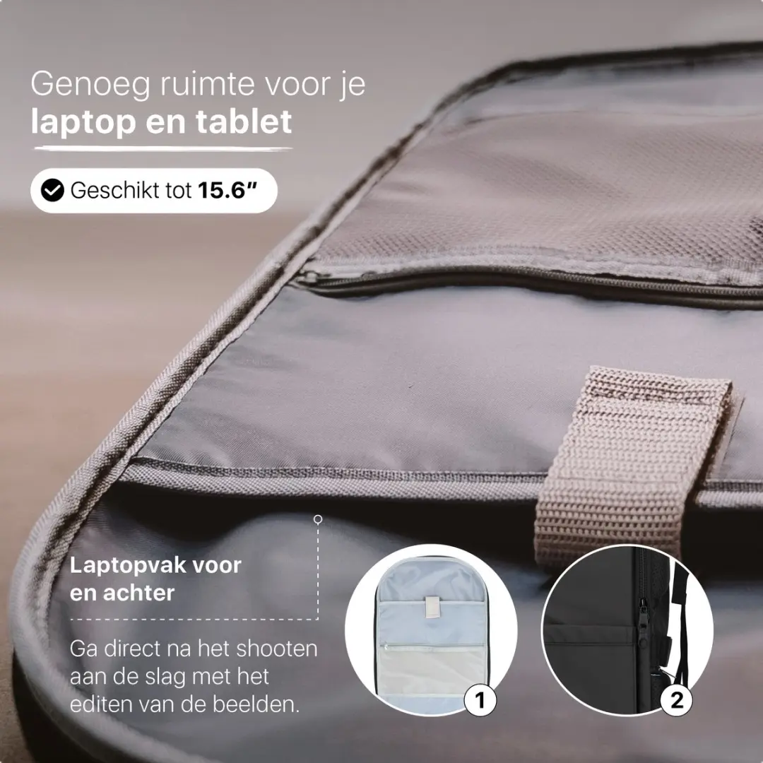 ONYX Cameratas Spiegelreflexrugzak XL - 16 inch Laptop - 5 Lenzen - Zwart - afbeelding 5 van 6