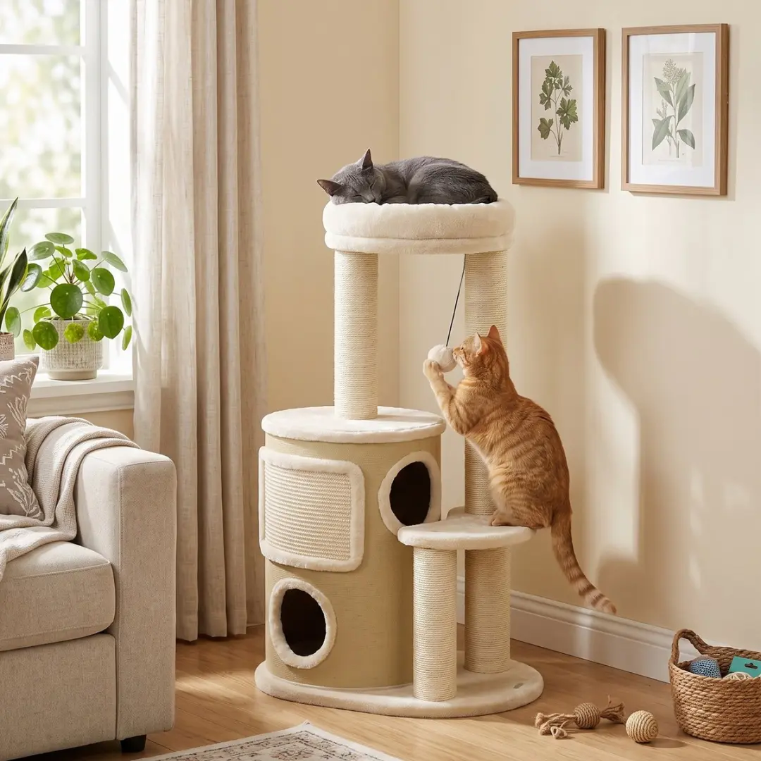 Pawhut Kattenboom - Beige 55x39x90cm