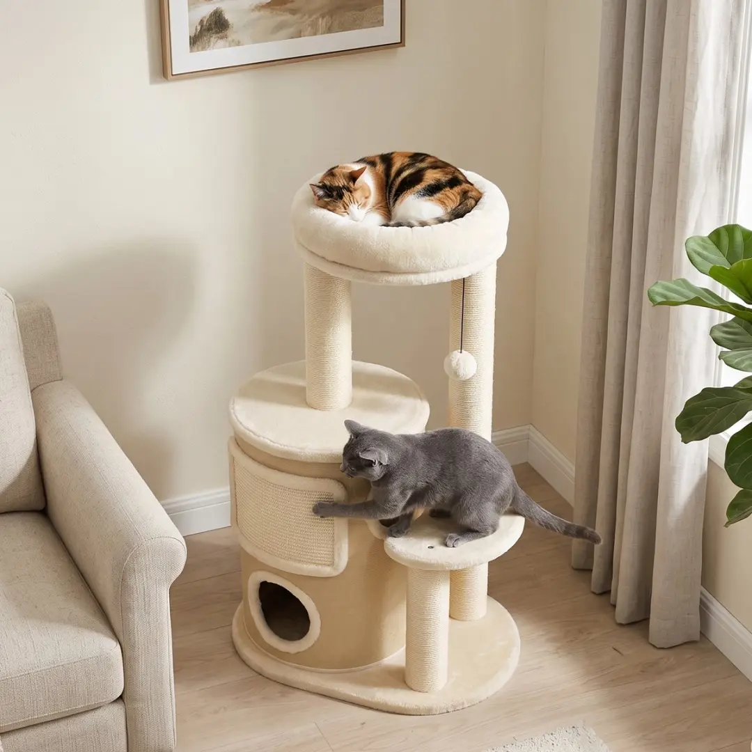 Pawhut Kattenboom - Beige 55x39x90cm