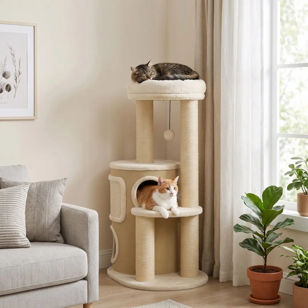 Pawhut Kattenboom - Beige 55x39x90cm