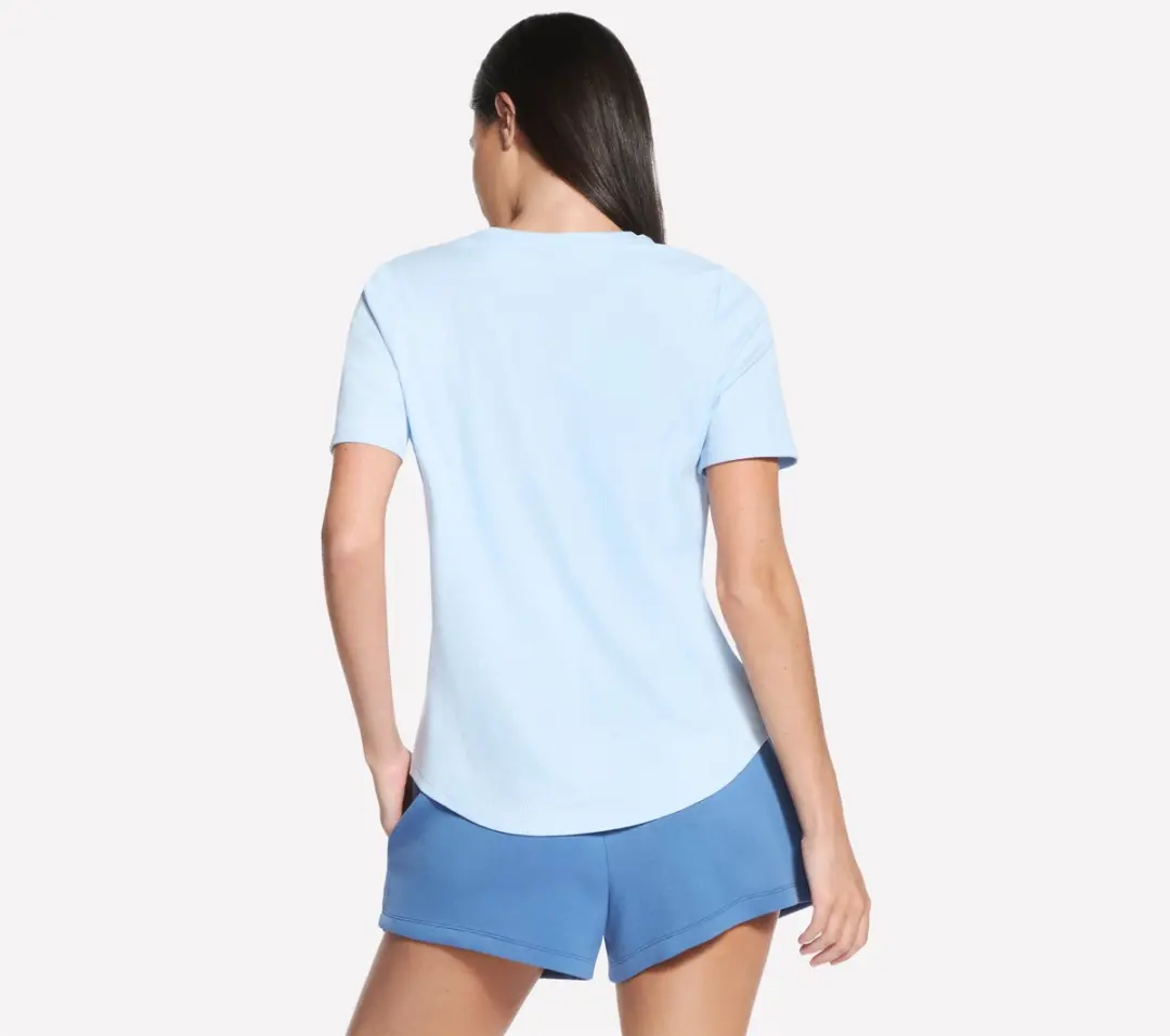 Skechers GOWALK LUXE RIB TEE Dames T-shirt - Blauw L