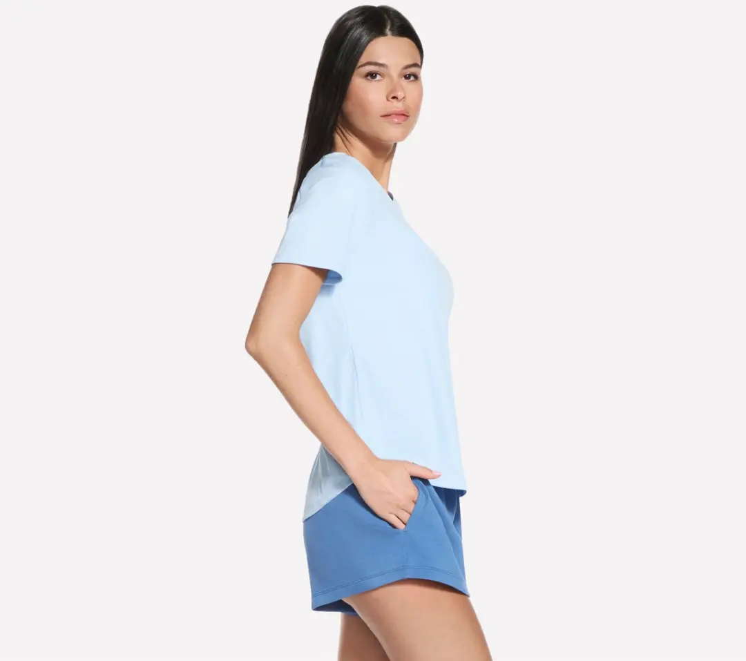 Skechers GOWALK LUXE RIB TEE Dames T-shirt - Blauw L