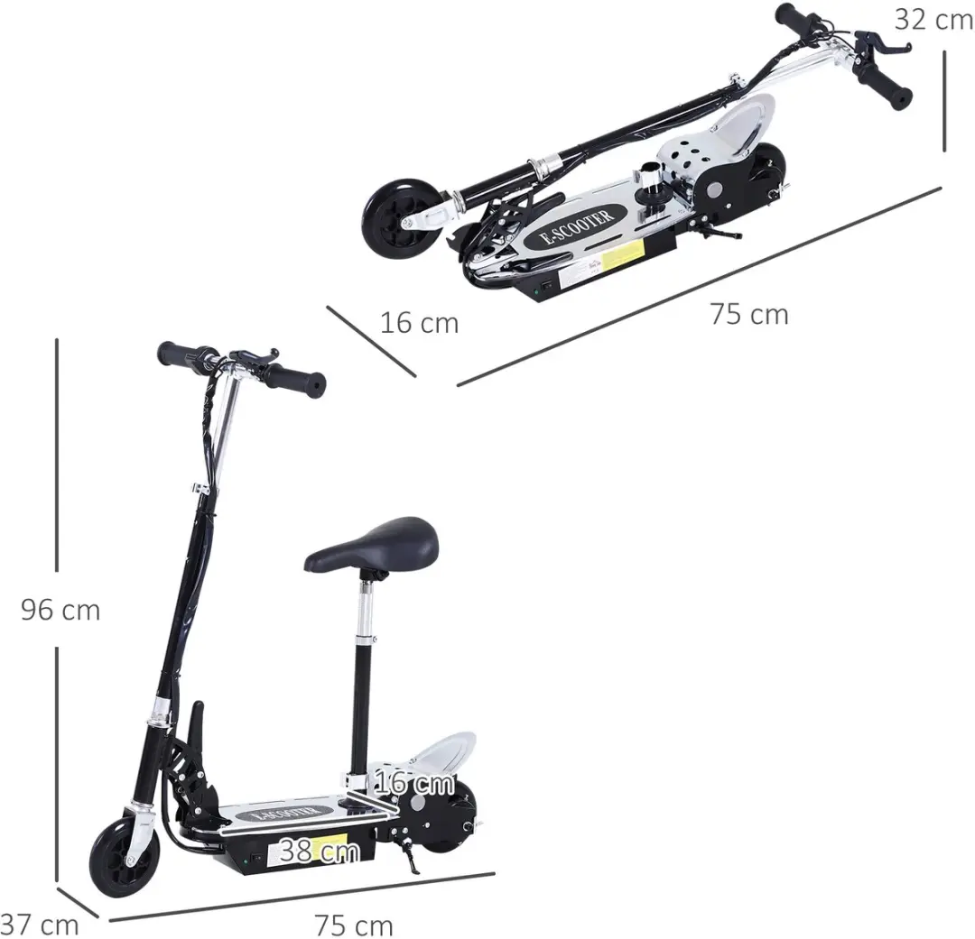 Homcom Kids E-Scooter 120W - 15 Inch - Zwart