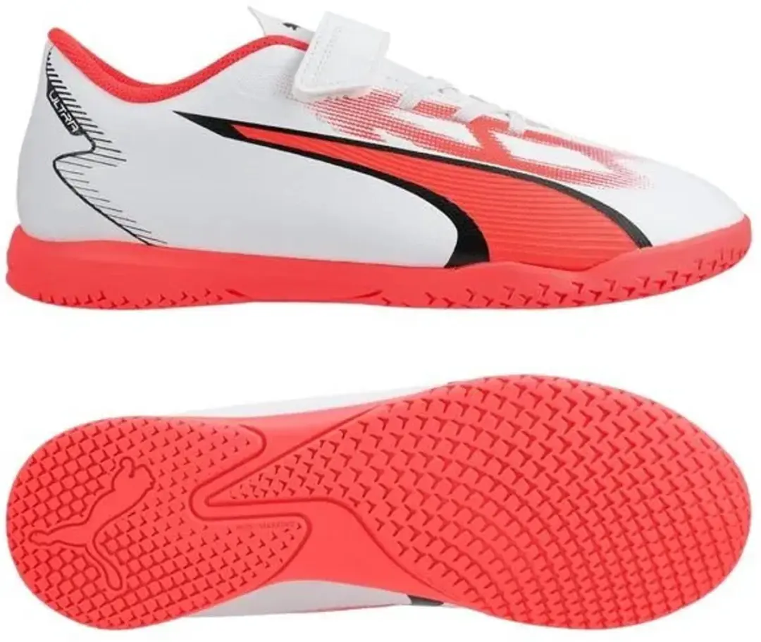 PUMA Jr Ultra Play It V Kinderbinnenschoenen 30 - Wit/Zwart/Vuur Orchidee