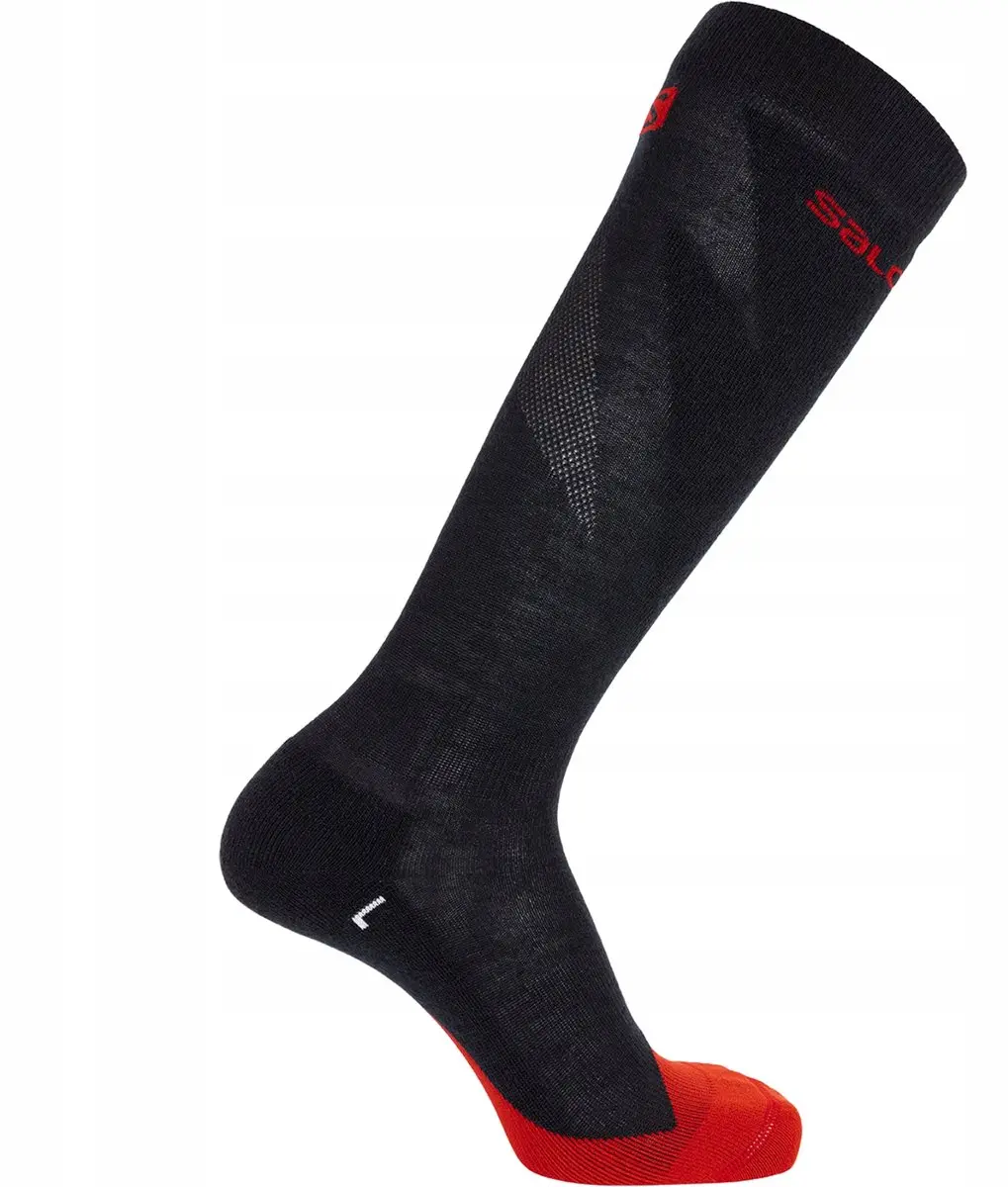 Salomon S/MAX Merino Skisokken 36-38 - Zwart/Racing Rood