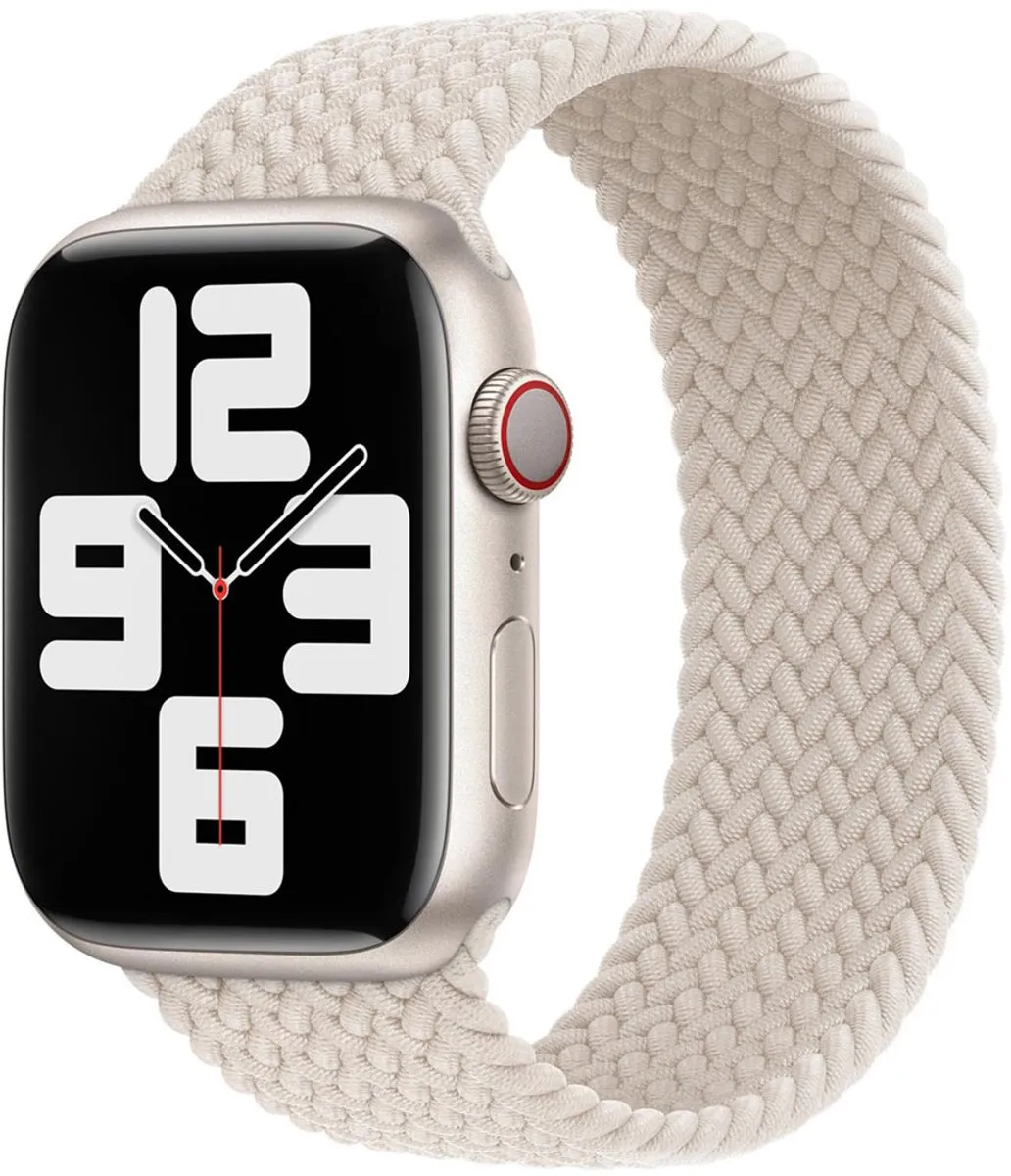Apple Gevlochten solobandje voor de Apple Watch | 44/45/46/49 mm - Maat 6 - Starlight