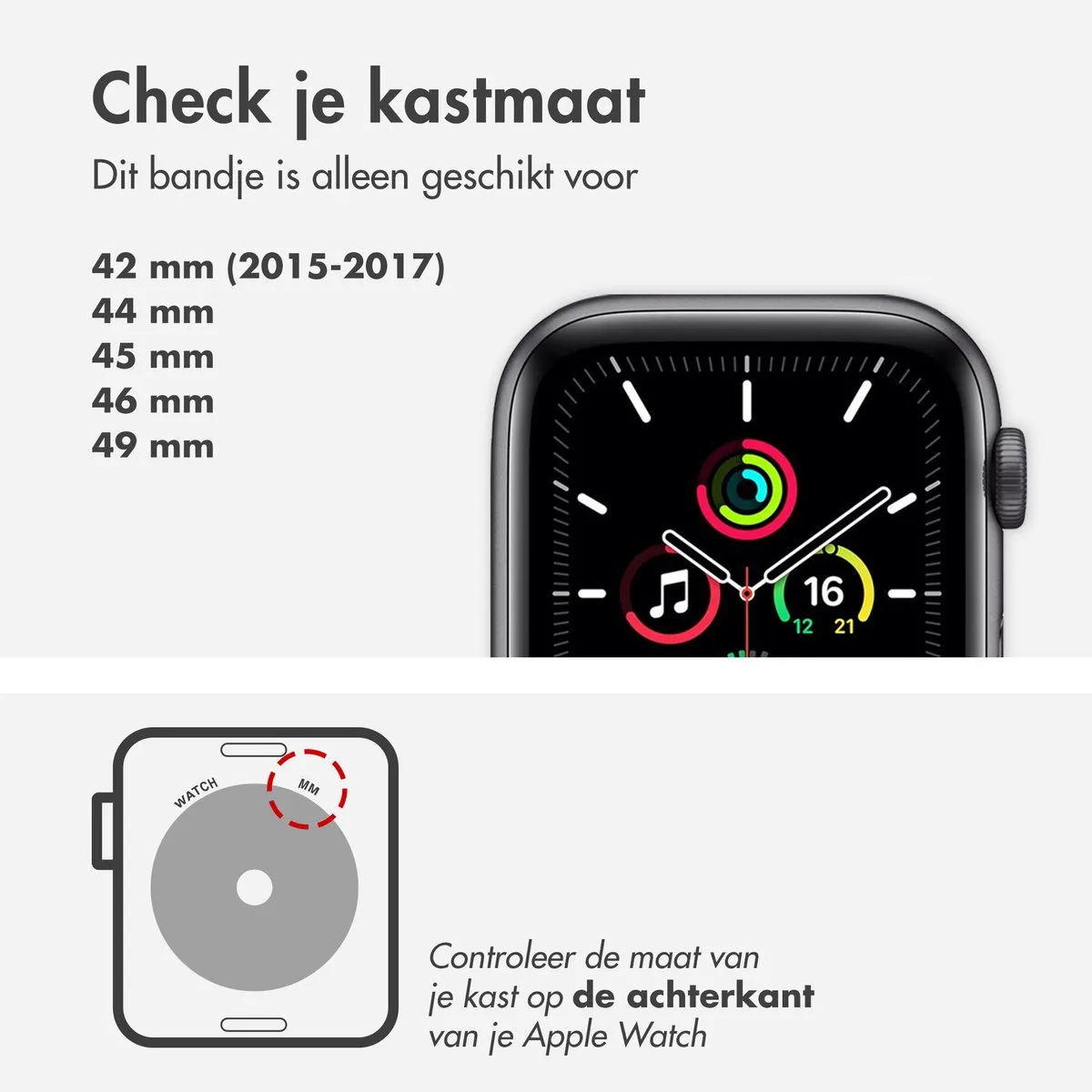 Apple Gevlochten solobandje voor de Apple Watch | 44/45/46/49 mm - Maat 6 - Starlight