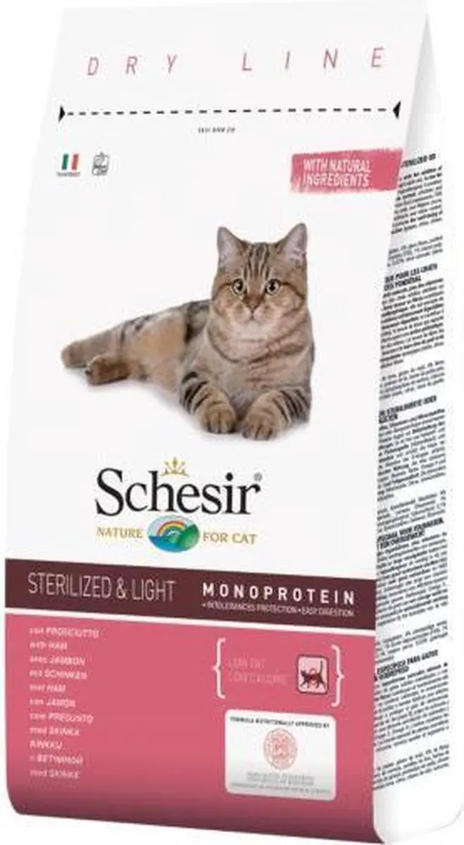 Schesir Cat Dry Sterilized & Light Ham Kattenvoer 400g - afbeelding 6 van 6