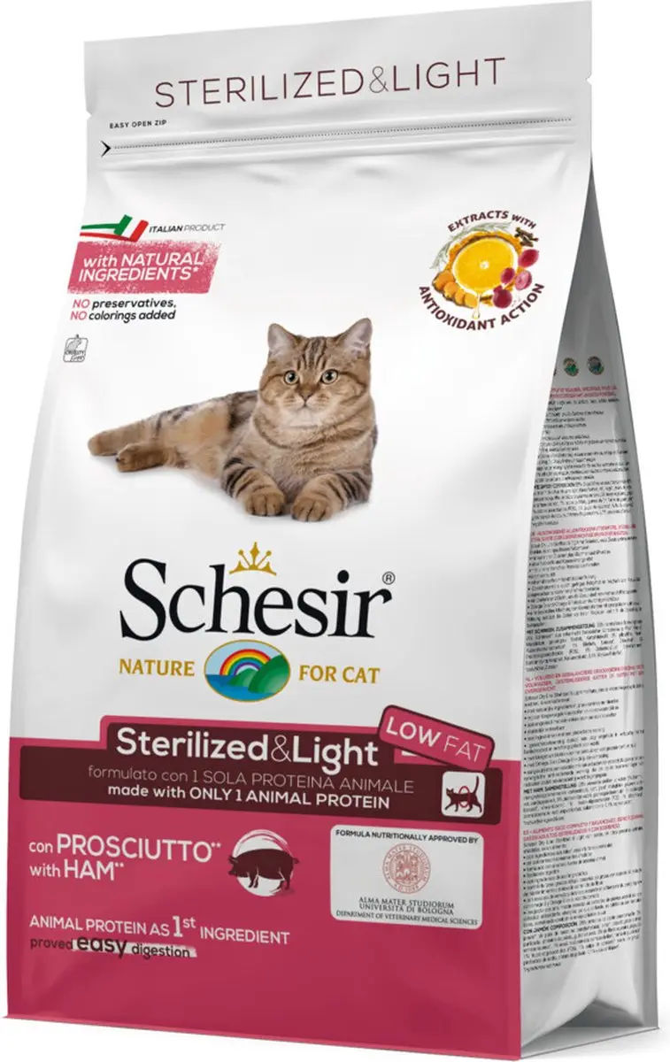 Schesir Cat Dry Sterilized & Light Ham Kattenvoer 400g