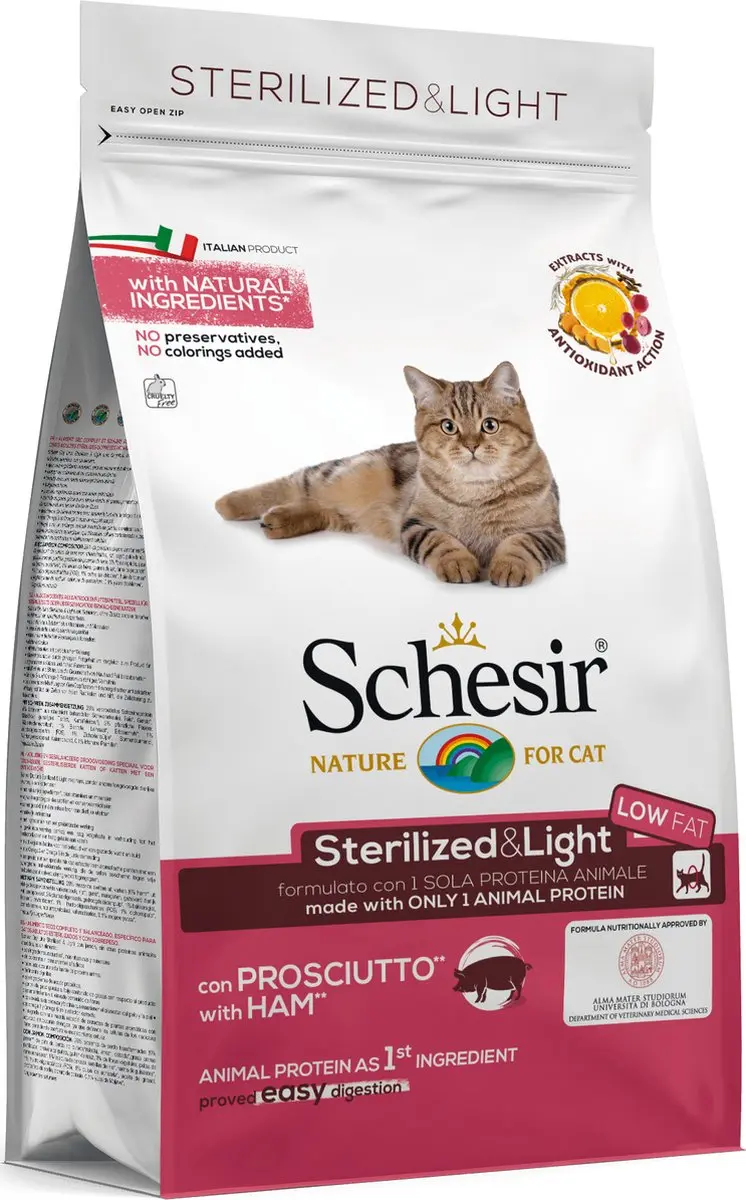 Schesir Cat Dry Sterilized & Light Ham Kattenvoer 400g