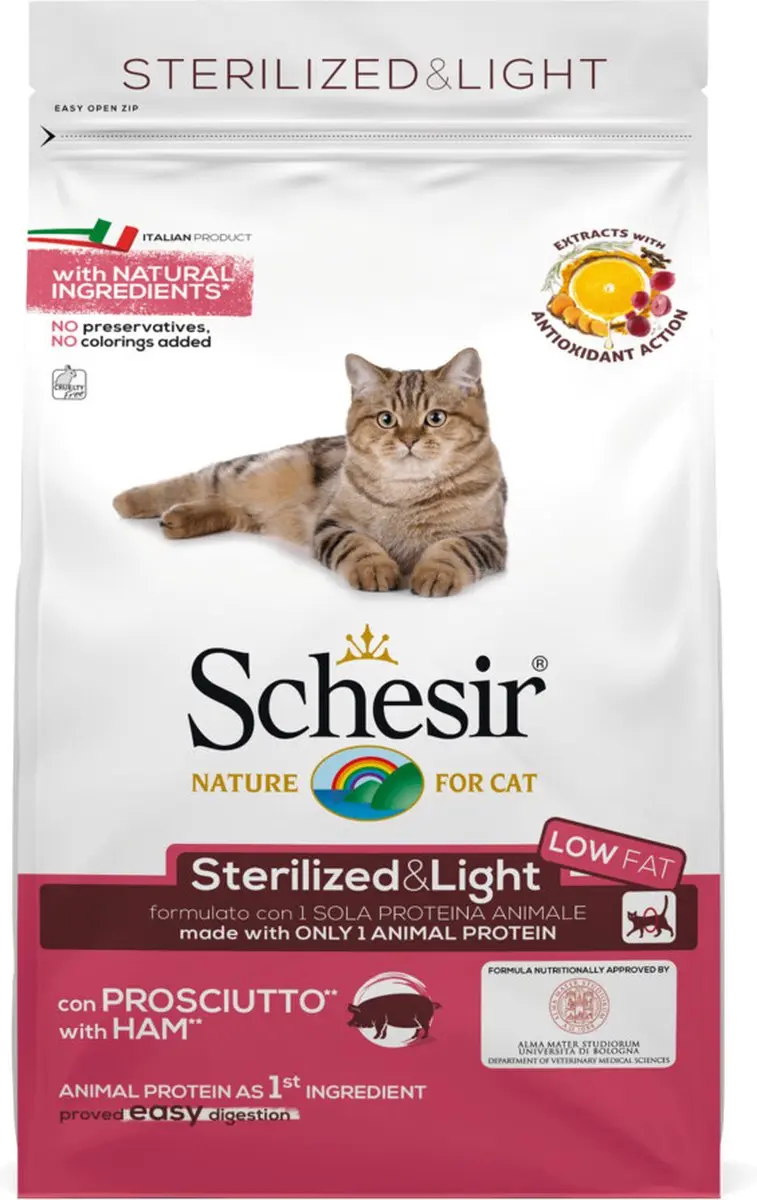 Schesir Cat Dry Sterilized & Light Ham Kattenvoer 400g