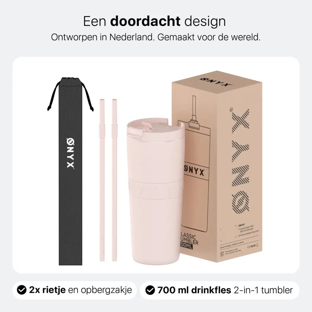 ONYX Drinkfles met Rietje 700ml - Candy Pink