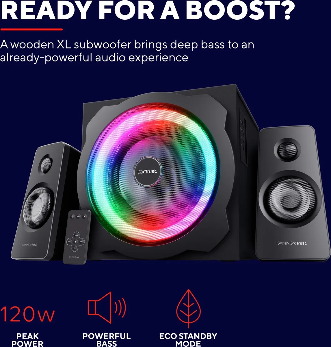 Trust GXT 629 Tytan RGB Gaming Speaker Set 120W - Zwart