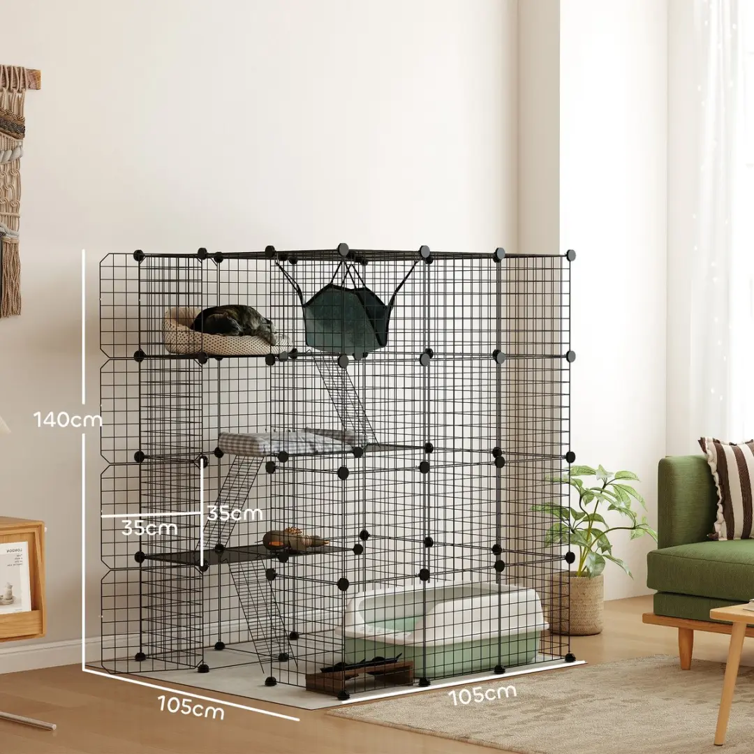 Pawhut Kattenkooi 105x105x140cm Zwart