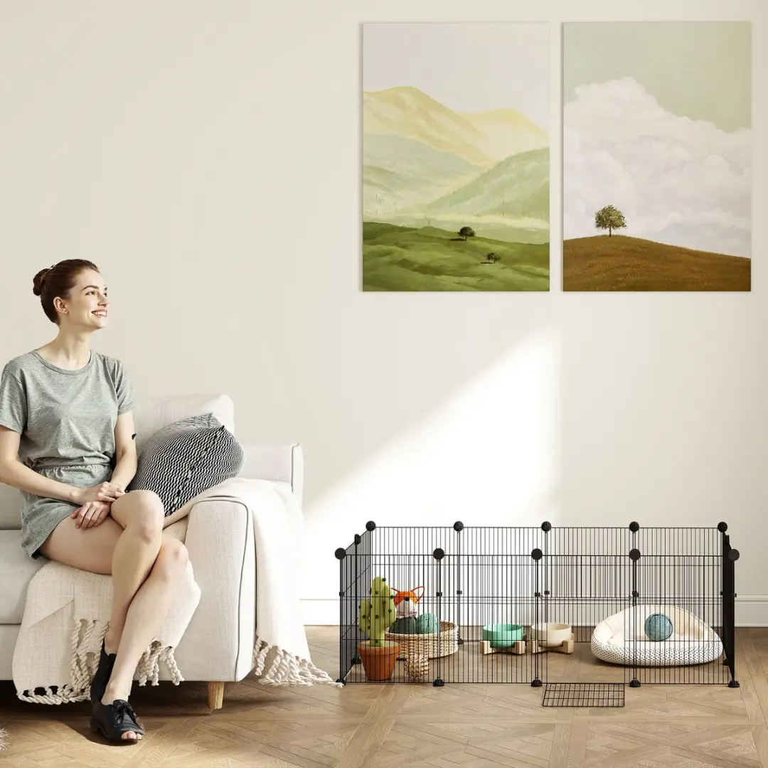 Pawhut Dierenren Zwart - 120x60x40cm