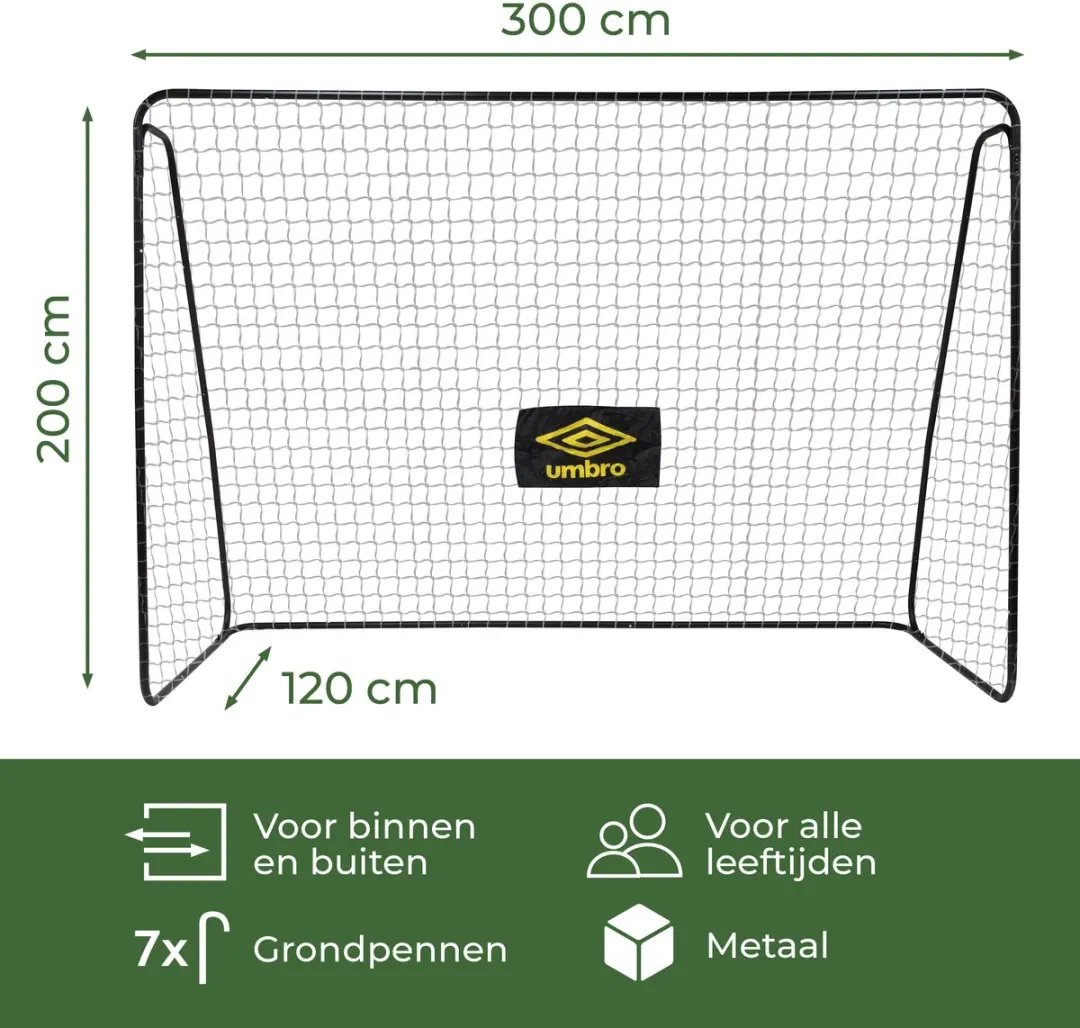 Umbro Voetbaldoel 300x120x205cm - Zwart/Geel