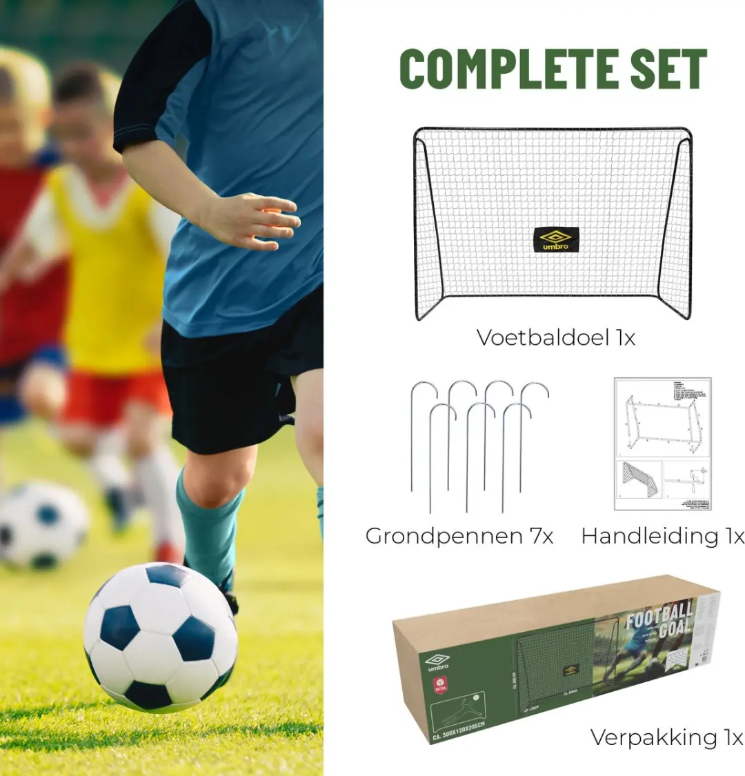 Umbro Voetbaldoel 300x120x205cm - Zwart/Geel - afbeelding 6 van 6