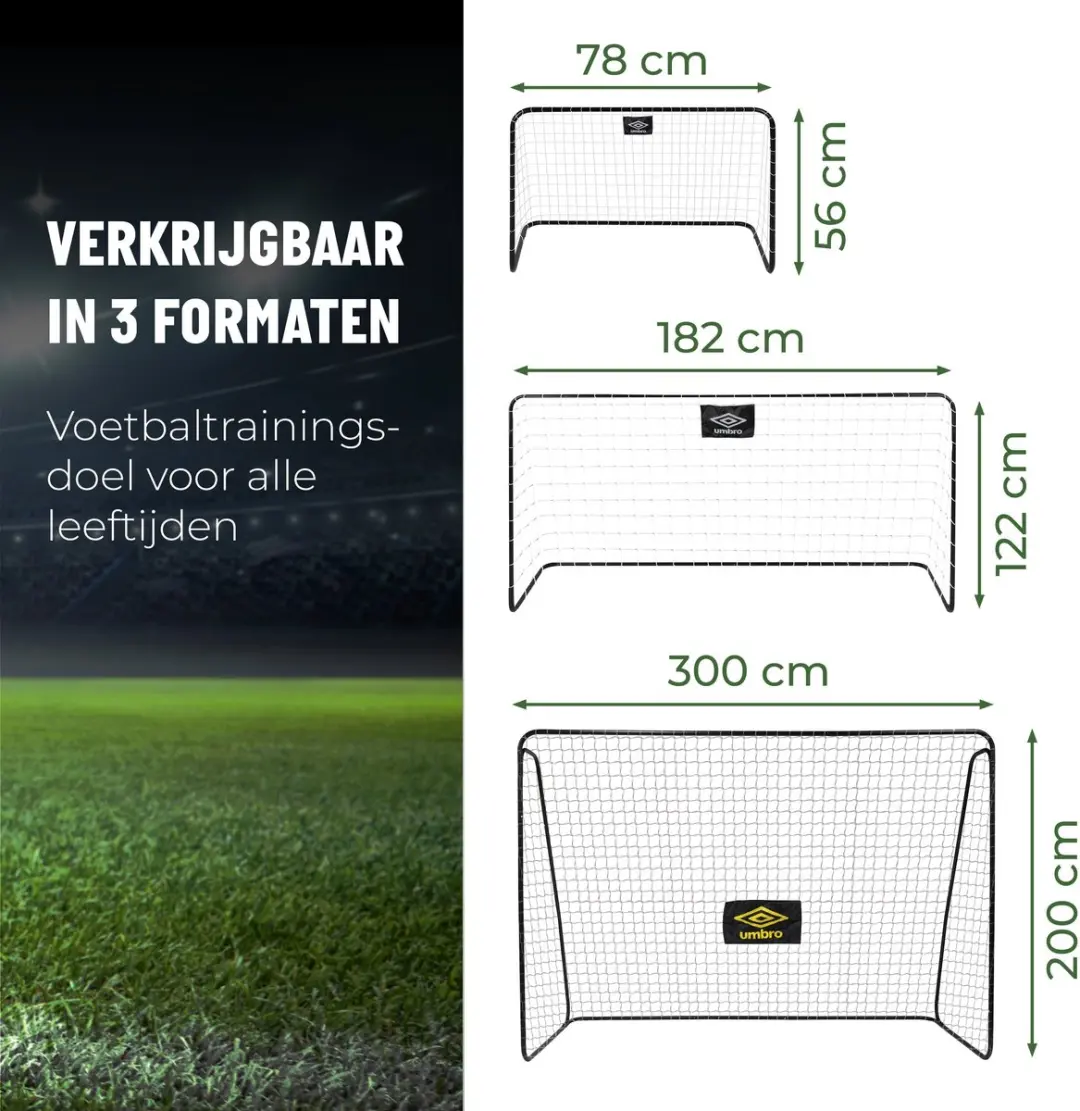 Umbro Voetbaldoel 300x120x205cm - Zwart/Geel