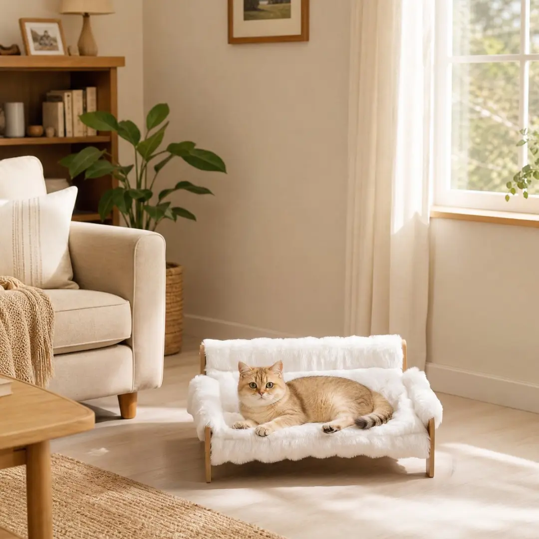 Pawhut Pluche Hondenbed MDF 70x47x30cm - Wit