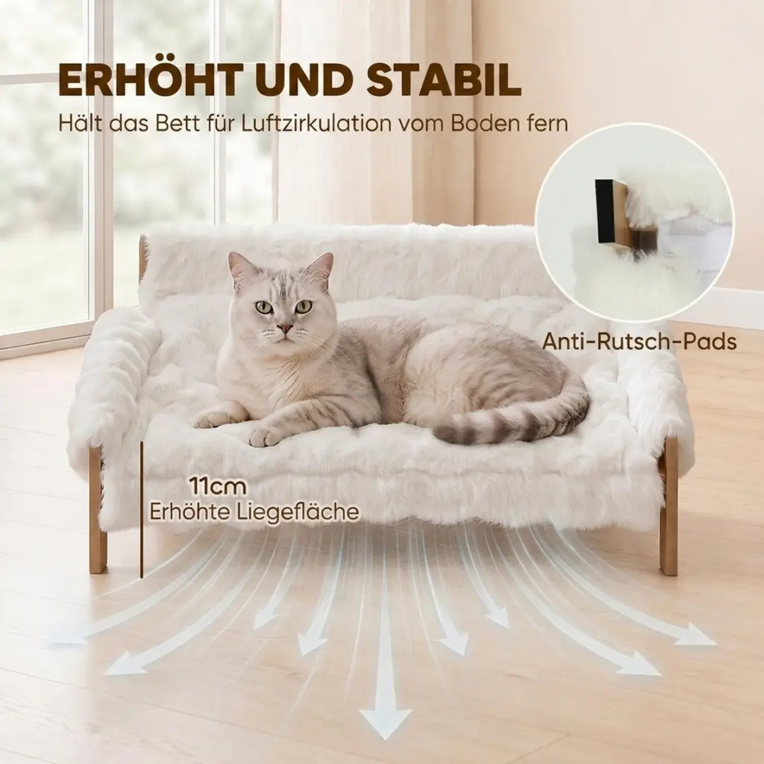 Pawhut Pluche Hondenbed MDF 70x47x30cm - Wit
