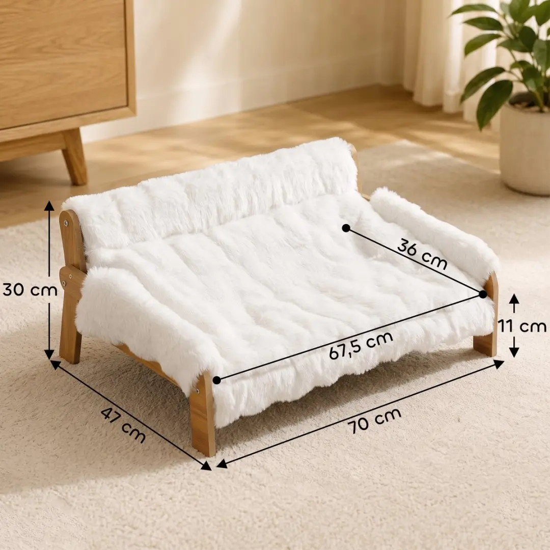 Pawhut Pluche Hondenbed MDF 70x47x30cm - Wit