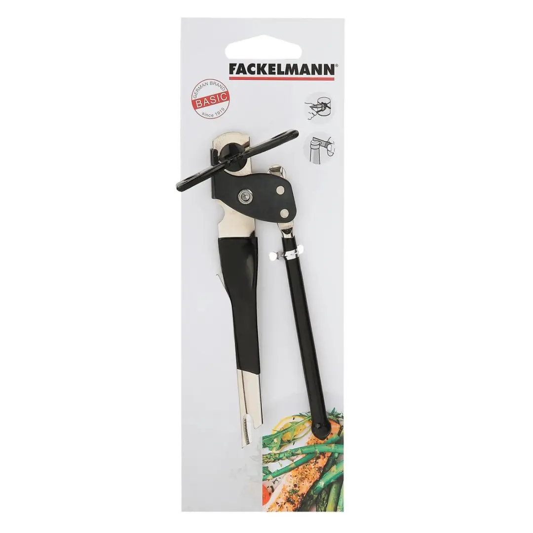 Fackelmann Basic Blik- en Flesopener 15cm - Zilver/Zwart - afbeelding 2 van 3