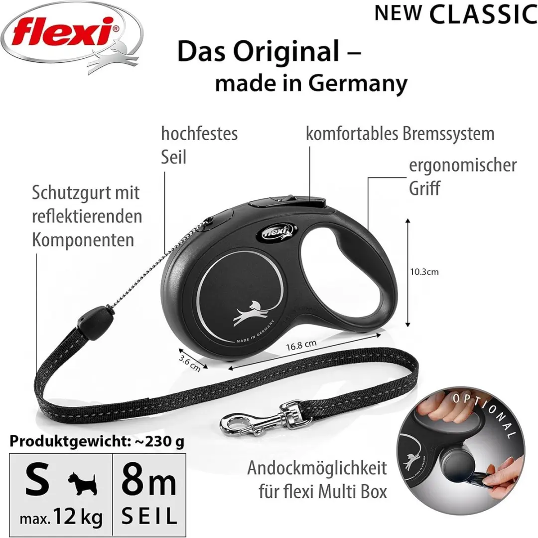 Flexi Classic Rollijn 8m - Zwart