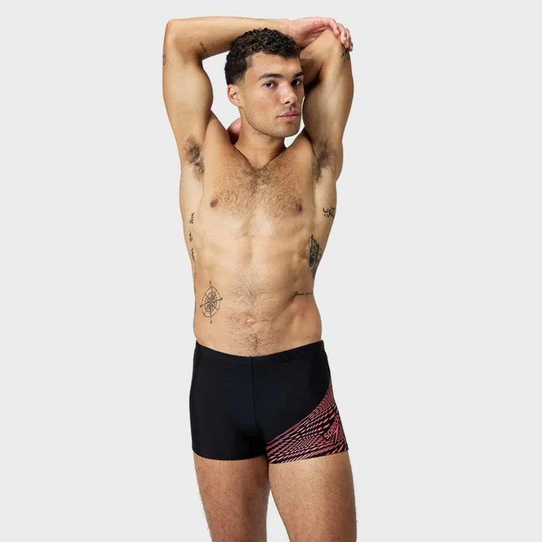 Speedo Eco Medley Logo Zwemboxer Heren M - Zwart/Koraalrood