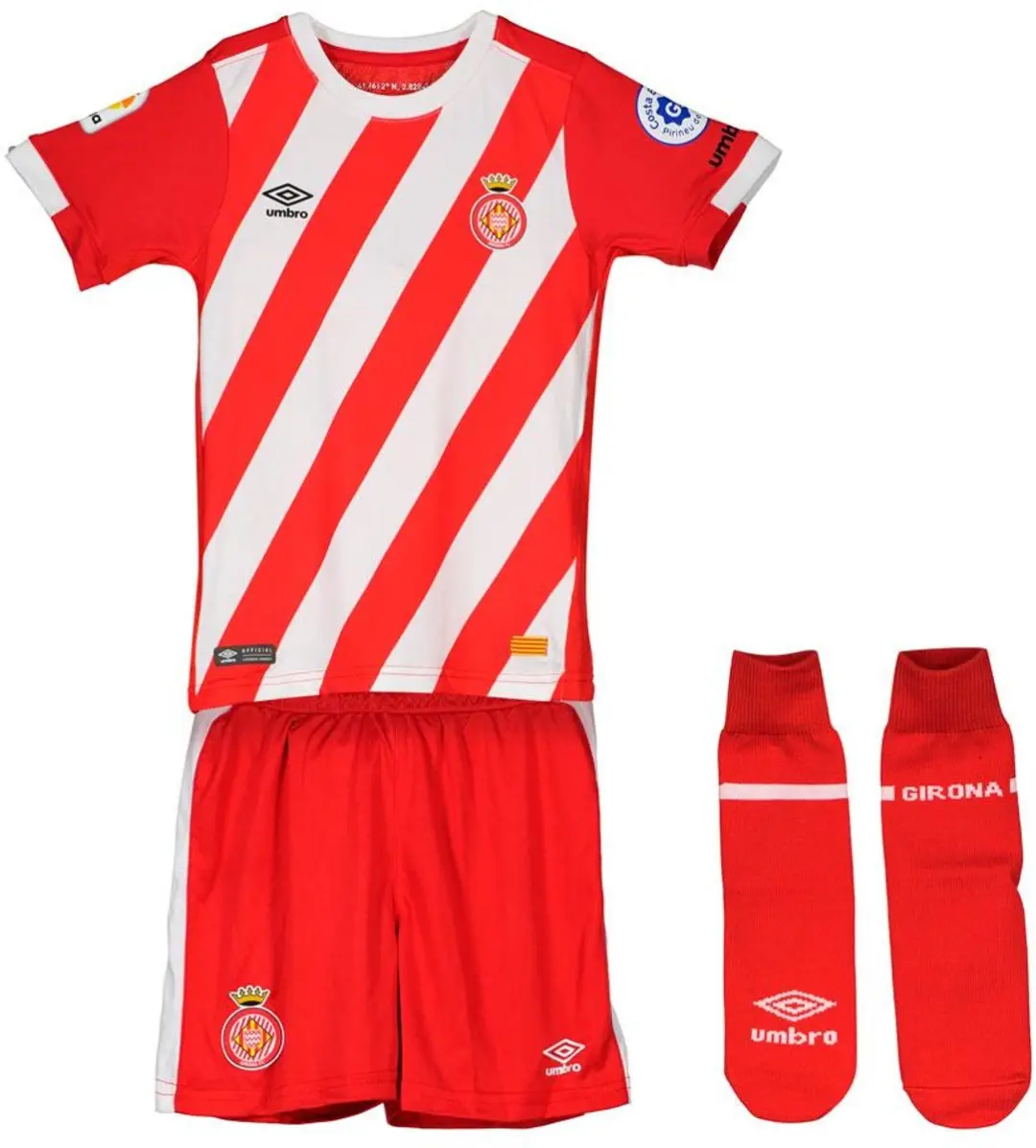 Umbro Girona FC 18/19 Thuis Short Sleeve Junior Set - Rood/Wit - 24-36 maanden