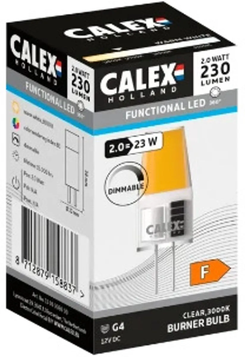 Calex G4 LED Steeklamp 2W 230Lm - 3000K Warm Wit - Helder