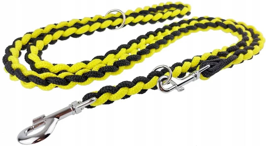 Champion Hondenlijn Gevlochten 2,5m - Zwart/Geel
