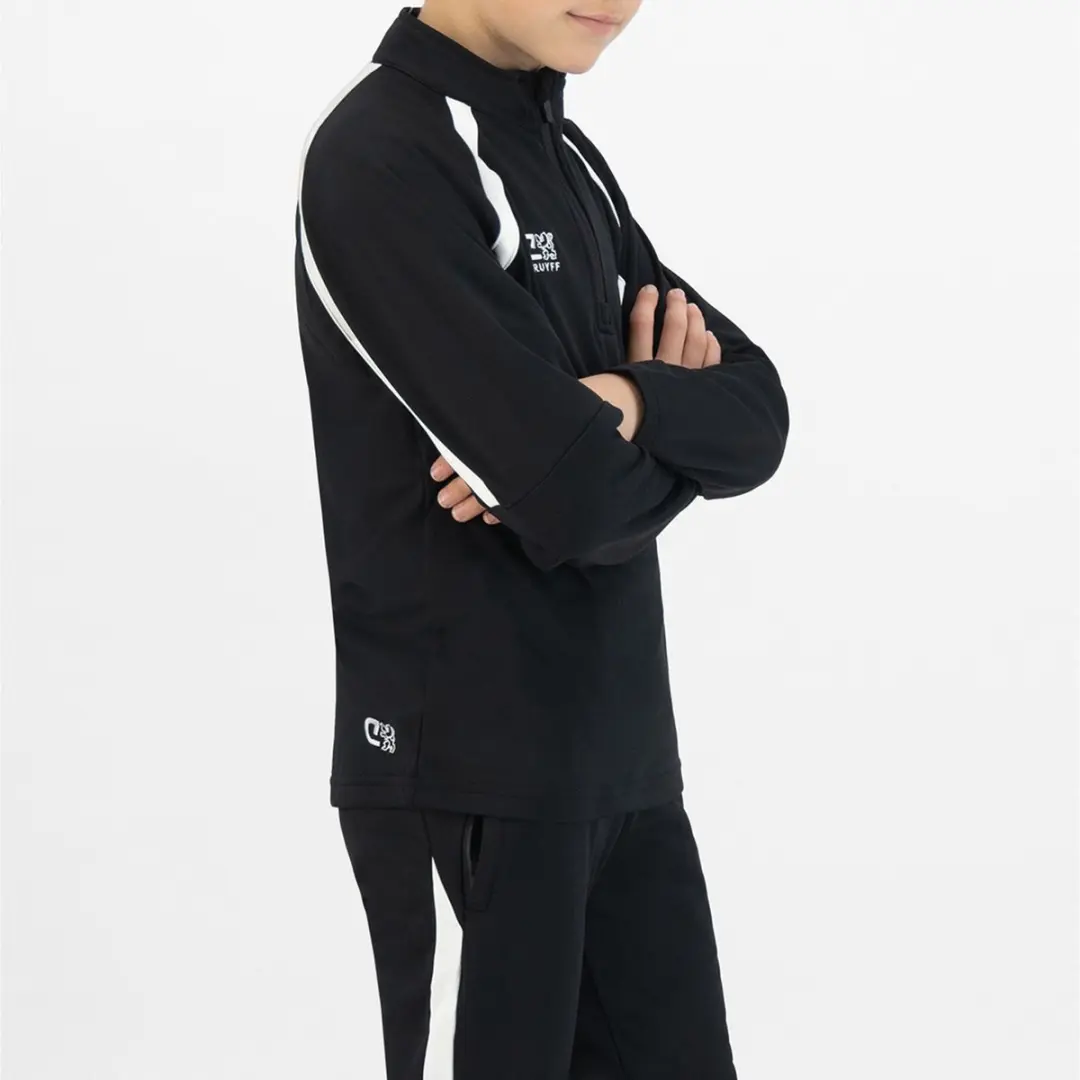 Cruyff Turn Tech Half Zip Trainingssweater Junior 140 - CT100015-951 - Zwart/Wit