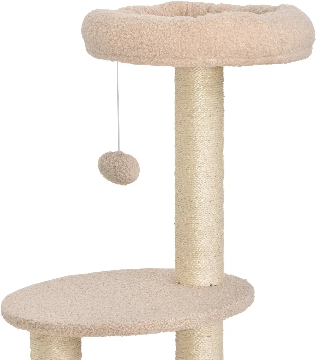 Pawhut Kattenboom Beige - 45x40x148cm