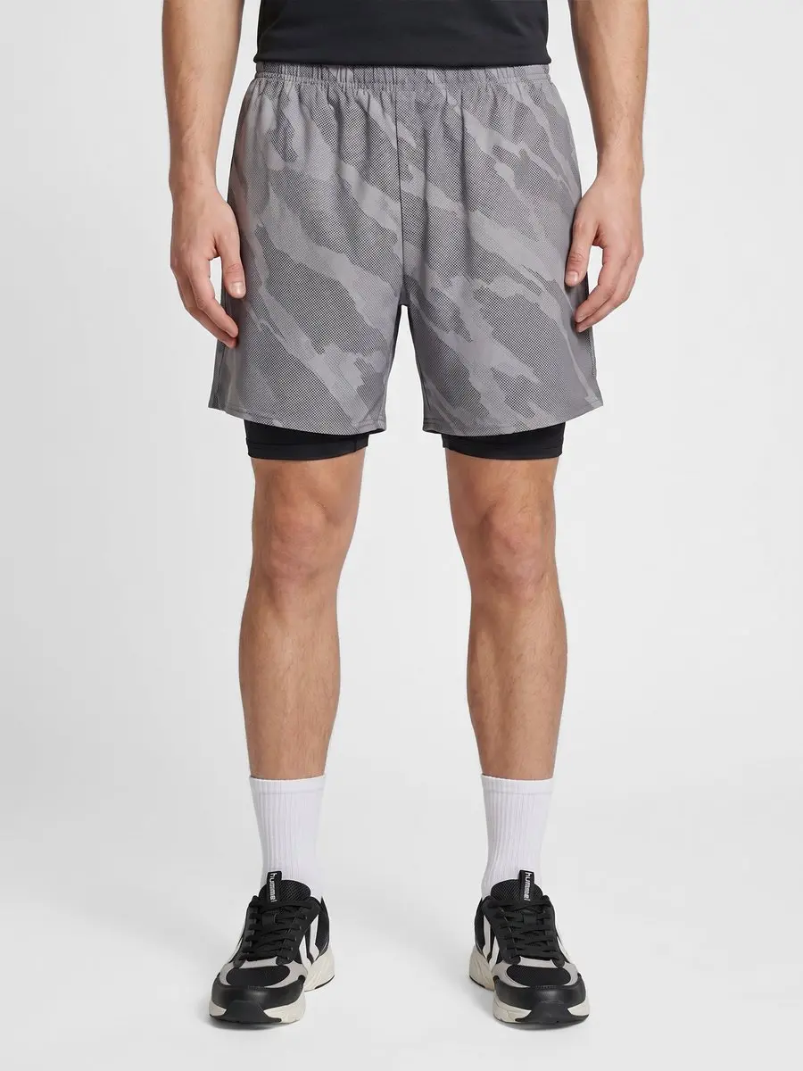 Hummel HMLHIIT Intensity AOP 2-in-1 Shorts - Sharkskin