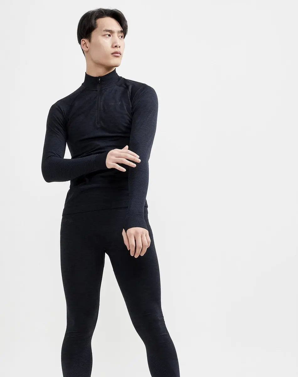 Craft Core Dry Active Comfort Zip Thermoshirt - XXL - Donkerblauw/Zwart