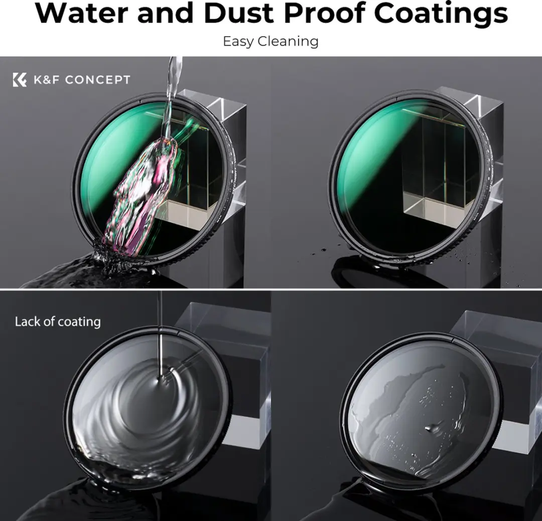 K&F Concept 72mm Variabele ND3-ND1000 Grijsfilter - 1.5-10 Stops - Zwart