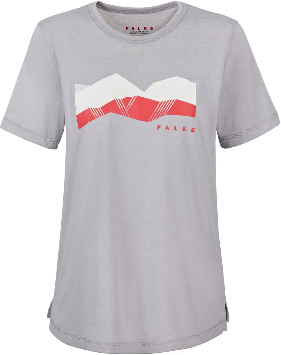 Falke Trekking Tee Graphic Dames Top - XS - Grijs