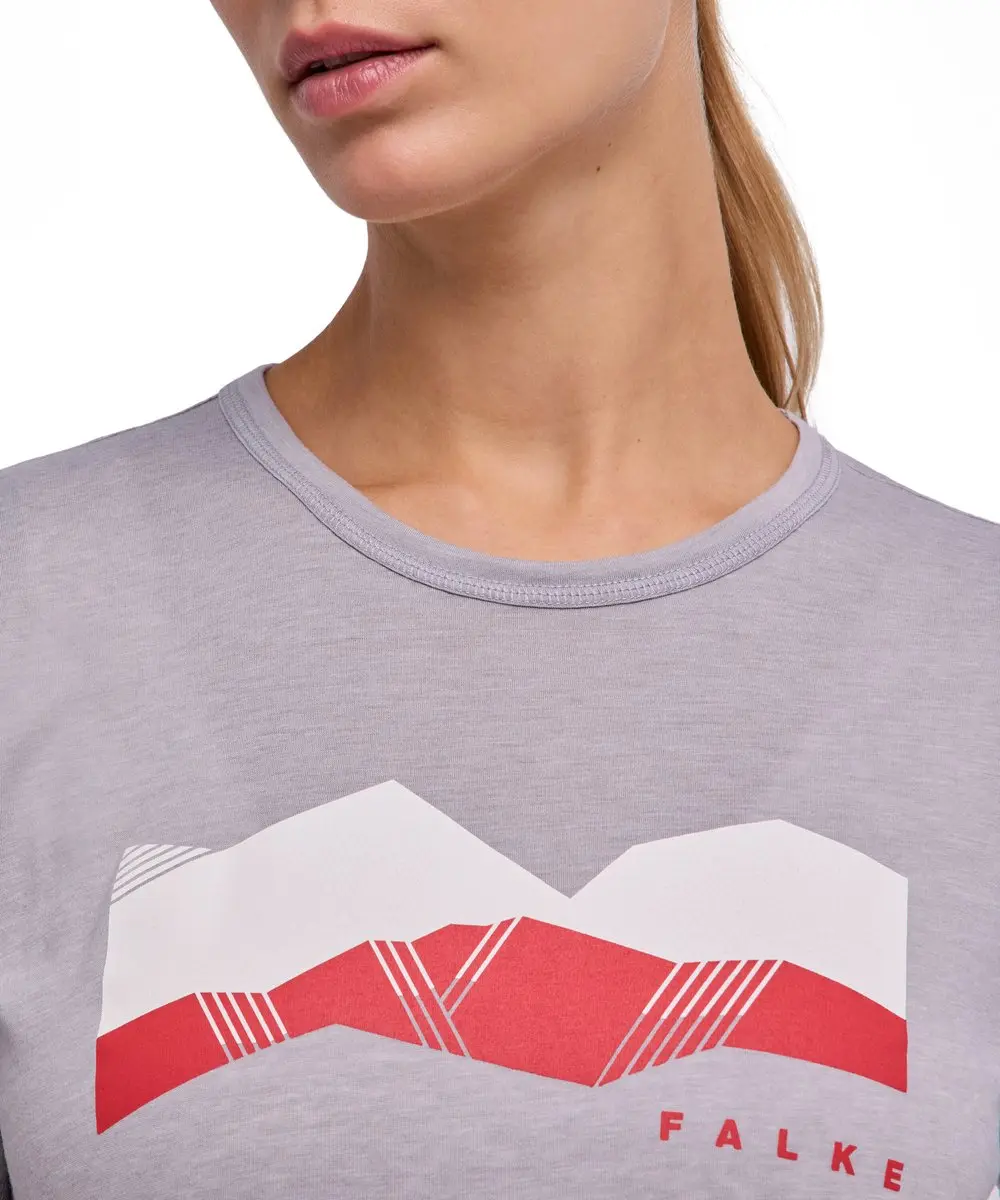 Falke Trekking Tee Graphic Dames Top - XS - Grijs