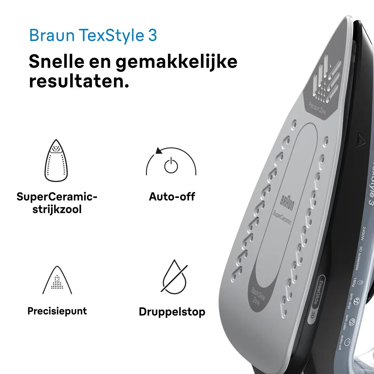 Braun TexStyle 3 SI3055BK Stoomstrijkijzer - 2400W - 270ml