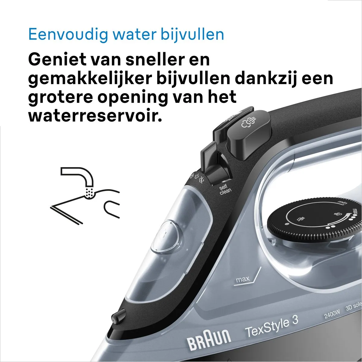 Braun TexStyle 3 SI3055BK Stoomstrijkijzer - 2400W - 270ml