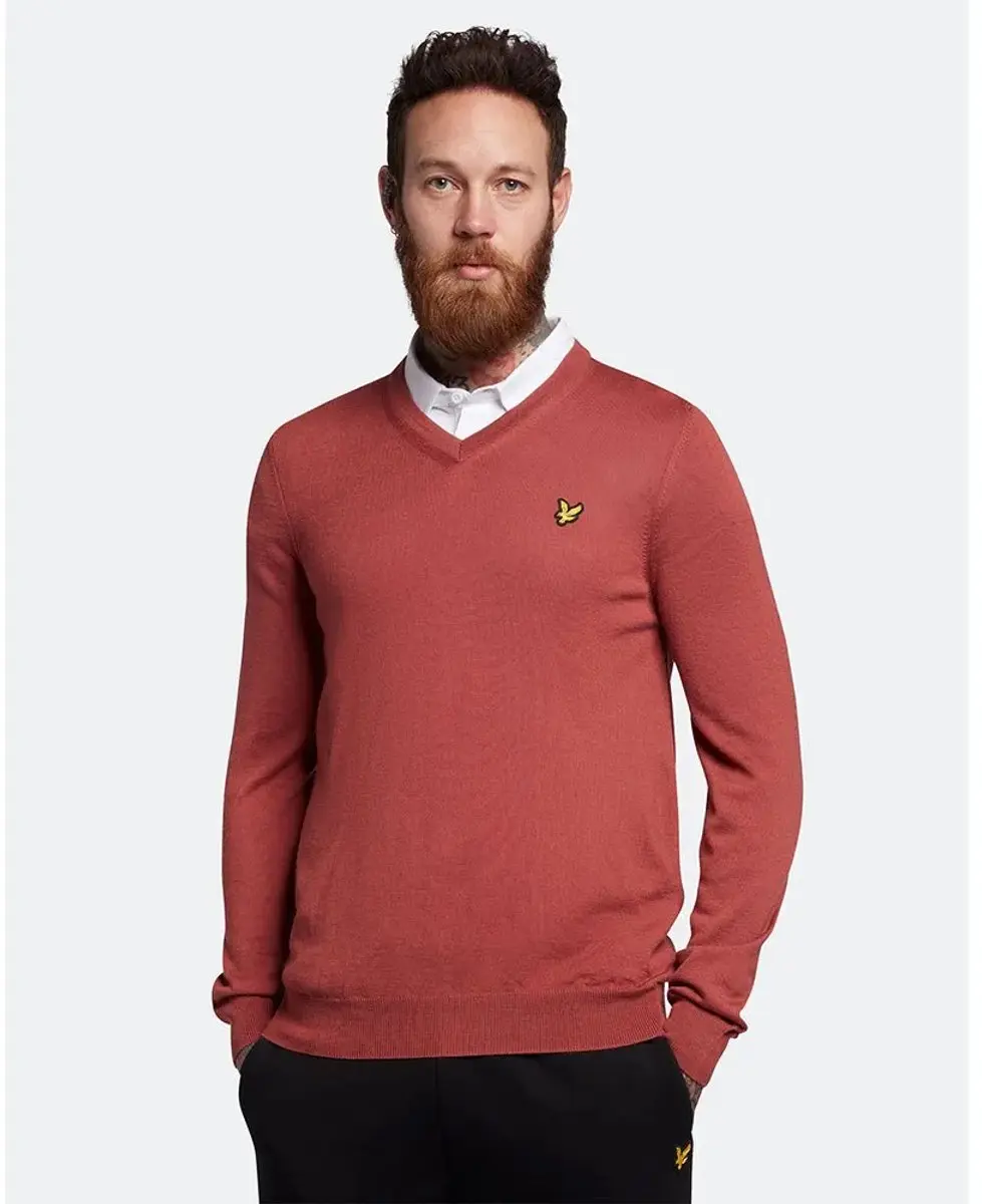 Lyle & Scott Trui V-hals - Oranje - 2XL
