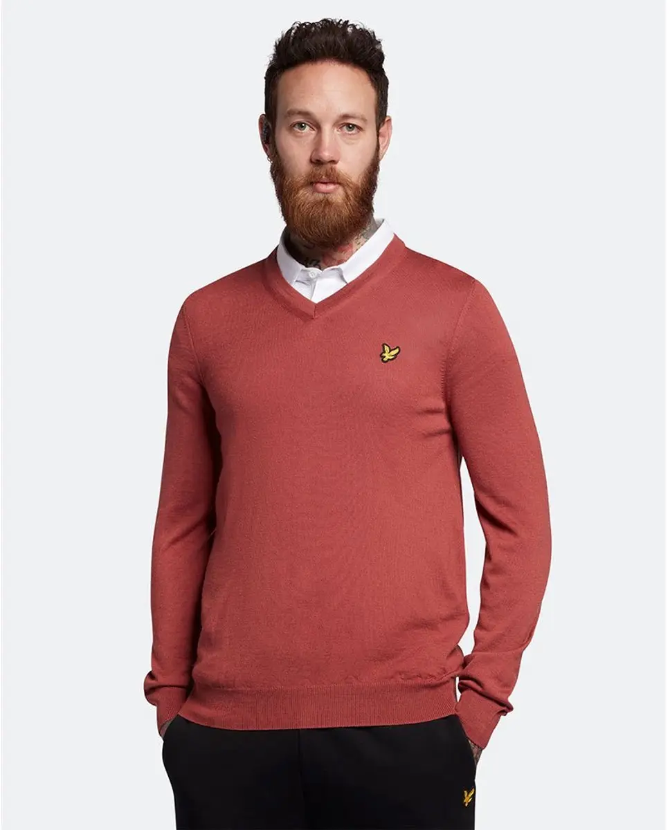 Lyle & Scott Trui V-hals - Oranje - 2XL