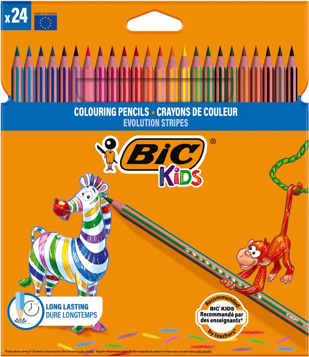 BIC Evolution Stripes Kleurpotloden 24 Stuks