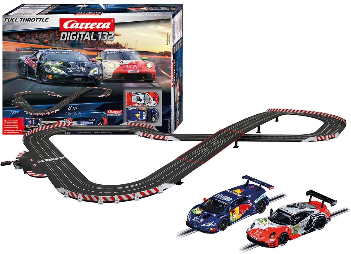 Carrera Racebaan Digital 132 Full Throttle Porsche 911 GT3 R vs. Lamborghini Hur