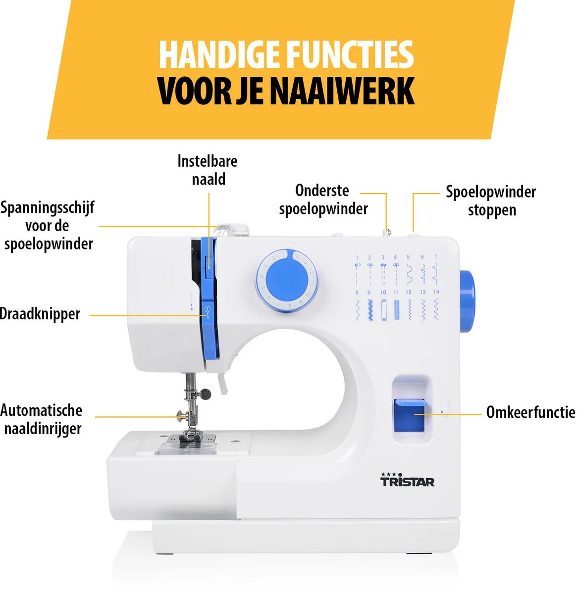 Tristar SM-6003 Naaimachine - 14 Patroon - Wit - afbeelding 6 van 6